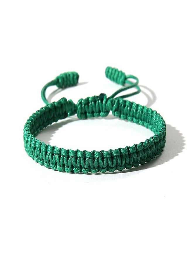 QRH Simple Handmade Knitted String Bracelets Adjustable Braided Rope Bracelets Anklet Kabbalah Protection Waterproof Summer Beach All-matching Surfer Bracelets Anklet Lucky Jewelry -Green - Image 1
